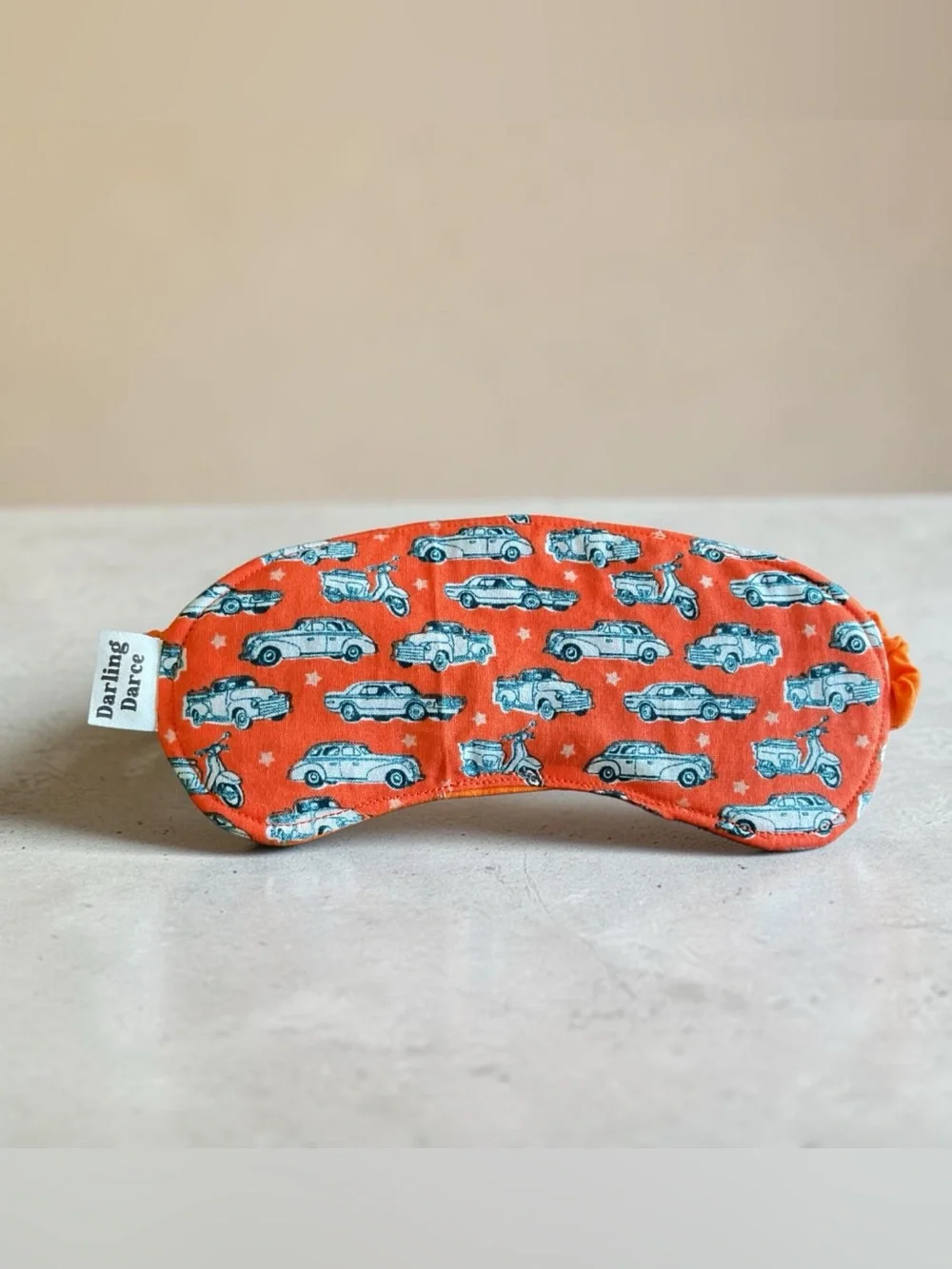 Orange Vintage Cars Print Kids Sleep Mask